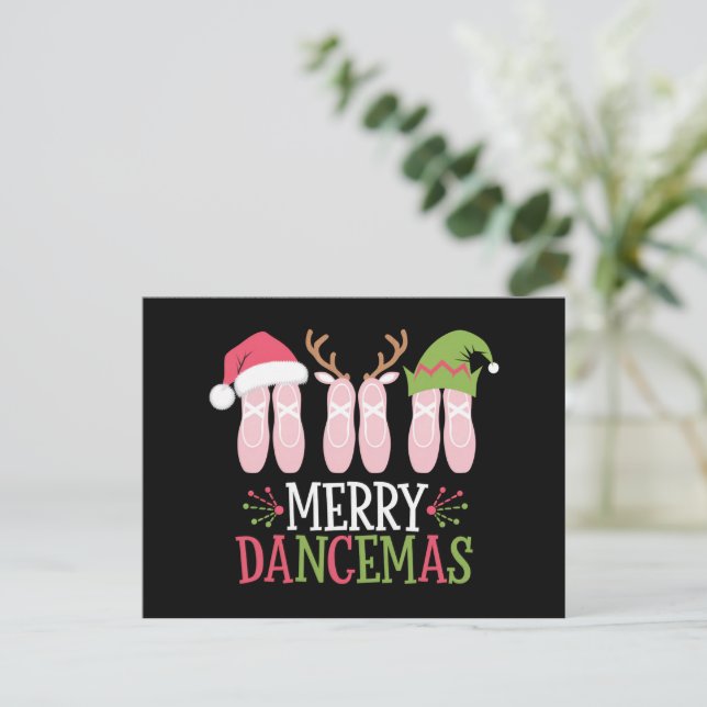 Cartão Postal De Festividades Feliz Dancemas Calçados de Balé de Natal Dançando (Em pé/Frente)