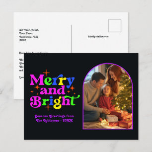 Cartão Postal De Festividades Feliz de Férias Elétricas e Retro Natal Brilhante