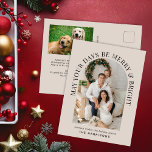 Cartão Postal De Festividades Feliz De Fotografias De Arch Elegante E Natal Bril<br><div class="desc">Cartaz de Feliz Natal esticado com sua foto em um arco cercado por "Que Seus Dias Sejam Felizes e Brilhantes" em tipografia elegante e seu nome em uma simples tipografia moderna. No verso,  adicione uma foto adicional e personalize seu cartões de natal.</div>