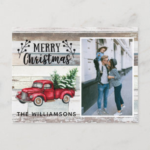 Cartão Postal De Festividades Feliz de Script de Foto de Caminhão Vermelho Russo