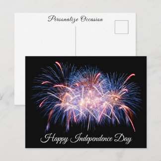 Cartão Postal De Festividades Feliz Dia da Independência Exibição de Fogos de Ar