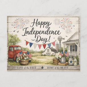 Cartão Postal De Festividades Feliz Dia da Independência Modern Farmhouse