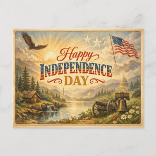 Cartão Postal De Festividades Feliz Dia da Independência Transcendental American