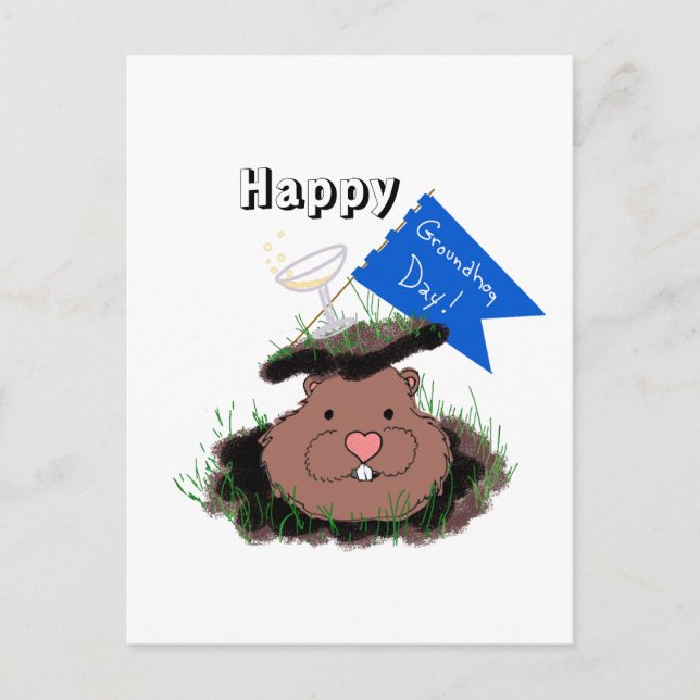 Cartão Postal De Festividades Feliz Dia da Marmota (Frente)
