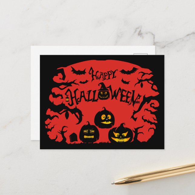 Cartão Postal De Festividades Feliz Dia das Bruxas (Frente/Verso In Situ)