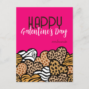 Cartão Postal De Festividades Feliz Dia das Galentinas Cor-de-rosa Impressão Ani