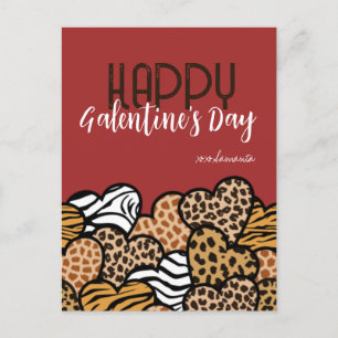 Cartão Postal De Festividades Feliz Dia das Galentinas Vermelho Animal Imprime C