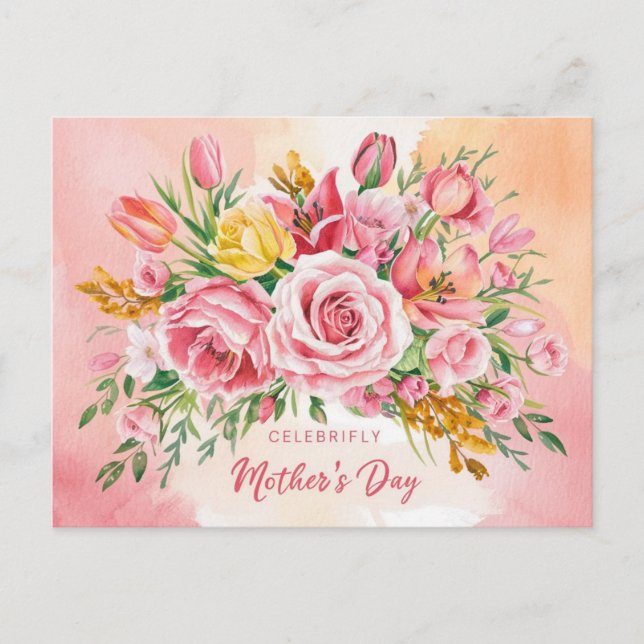 Cartão Postal De Festividades Feliz Dia das Mães! (Frente)