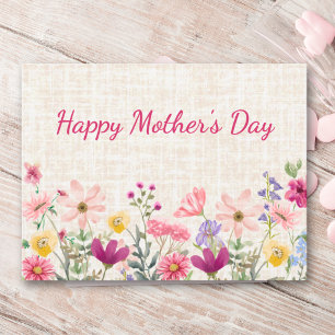Cartão Postal De Festividades Feliz Dia das Mães Design Floral de Flores Silvest