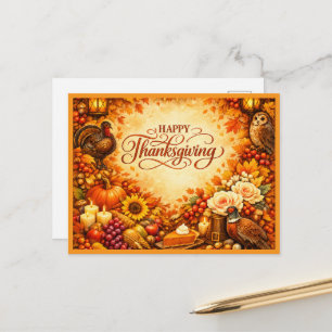 Cartão Postal De Festividades Feliz Dia de Ação de Graças - Cartão de Boas Festa