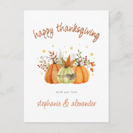 Cartão Postal De Festividades Feliz Dia de Ação de Graças do Moderno Pumpkins