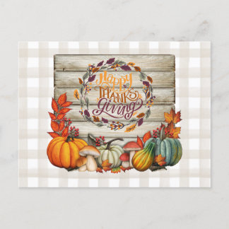 Cartão Postal De Festividades Feliz Dia de Ação de Graças - Harvest Rustic