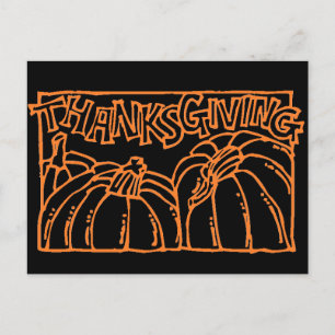 Cartão Postal De Festividades Feliz Dia de Ação de Graças Pumpkin - Tipografia L