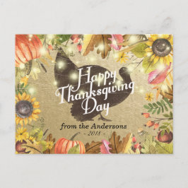 Cartão Postal De Festividades Feliz Dia de Ação de Graças Turquia Pumpkins Cai F