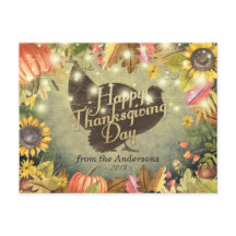 Feliz Dia de Ação de Graças Turquia Pumpkins Cai F