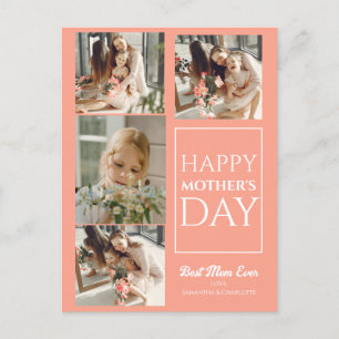 Cartão Postal De Festividades Feliz dia de as mães Elegante Simples Quatro Fotog