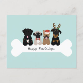Cartão Postal De Festividades Feliz Dia de Natal Cachorros