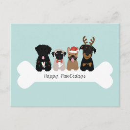 Cartão Postal De Festividades Feliz Dia de Natal Cachorros