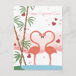 Cartão Postal De Festividades Feliz dia de os namorados Flamingo Bonito Corta Ba