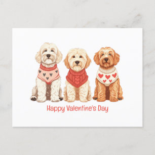 Cartão Postal De Festividades Feliz Dia dos Namorados Cachorros Dourados