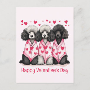 Cartão Postal De Festividades Feliz Dia dos Namorados Cães-Poodle Padrão
