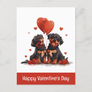 Cartão Postal De Festividades Feliz Dia dos Namorados Cães Rottweiler