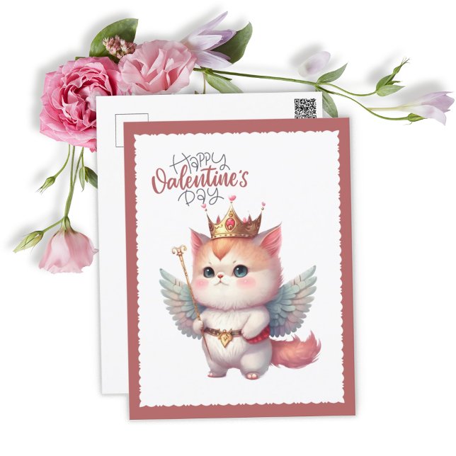 Cartão Postal De Festividades Feliz Dia dos Namorados Chibi Angel WingCat (Criador carregado)