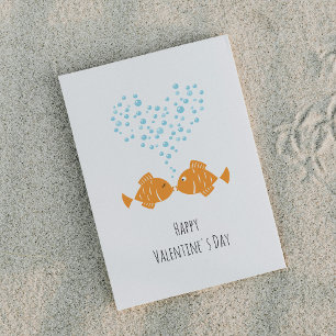 Cartão Postal De Festividades Feliz Dia dos Namorados Peixes Dourados Coração de