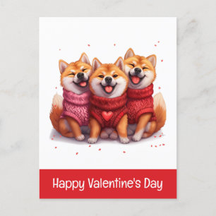 Cartão Postal De Festividades Feliz Dia dos Namorados Shiba Inu Cães