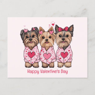 Cartão Postal De Festividades Feliz Dia dos Namorados Yorkie Dogs