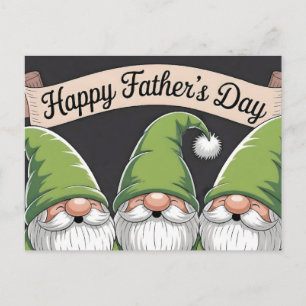 Cartão Postal De Festividades Feliz Dia dos Pais" Trio de Gnomos Verdes