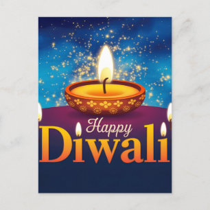 Cartão Postal De Festividades Feliz Diwali Glowi Diya Festival de Luz