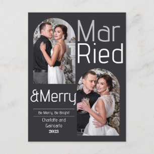 Cartão Postal De Festividades Feliz e alegria Natal Foto de recém-casados