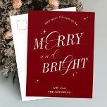 Cartão Postal De Festividades Feliz e Bright Red Script Não Fotografado Natal<br><div class="desc">design de cartão de feriado feliz e Brilho em vermelho festivo e branco com fontes de script elegantes. Este design de cartão de Natal totalmente editável inclui espaço para seu nome e espaço para adicionar sua mensagem personalizada. Tornar esta temporada de festas extra especial com este cartão de cartões de...</div>