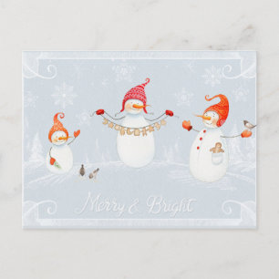 Cartão Postal De Festividades Feliz e Brilho de Neve de Natal bonito