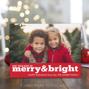 Cartão Postal De Festividades Feliz e Cartão com fotos de Natal Moderno Brilhan