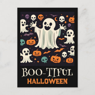 Cartão Postal De Festividades Feliz Fantasma Bonito Halloween