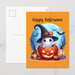 Cartão Postal De Festividades Feliz fantasma das crianças do Dia das Bruxas