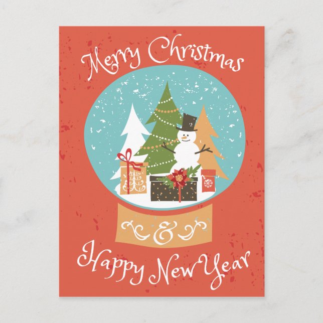 Cartão Postal De Festividades Feliz Feliz ano novo de Natal (Frente)