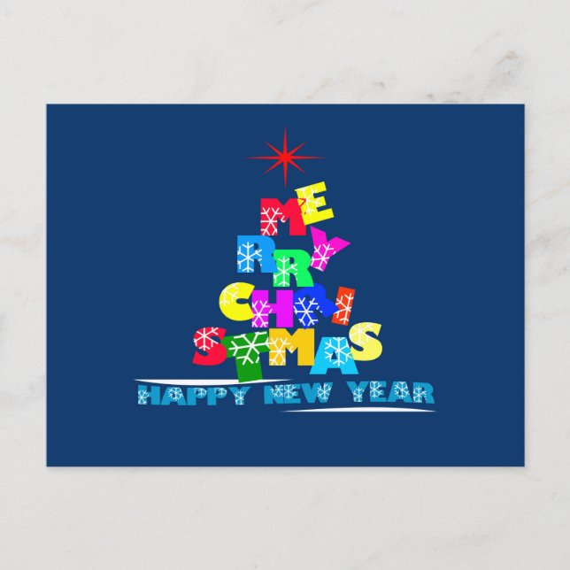 Cartão Postal De Festividades Feliz Feliz ano novo de Natal (Frente)