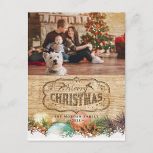 Cartão Postal De Festividades Feliz Feliz ano novo de Natal Cartão com fotos de
