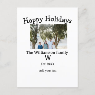 Cartão Postal De Festividades Feliz feriado família foto renute name letter ye