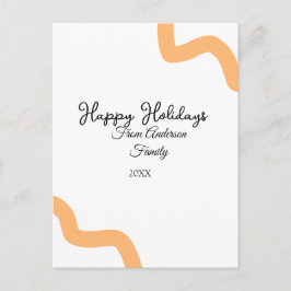 Cartão Postal De Festividades Feliz feriado nome laranja negro data ano espiral