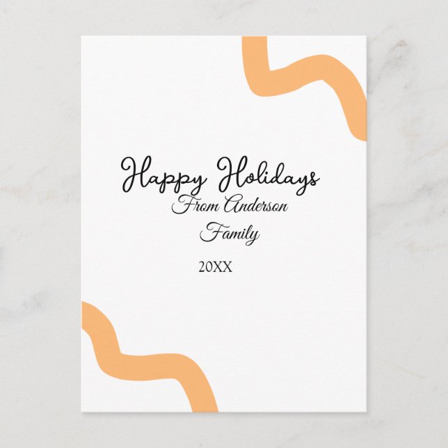 Cartão Postal De Festividades Feliz feriado nome laranja negro data ano espiral (Frente)