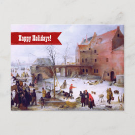 Cartão Postal De Festividades Feliz Férias. Cartão de Natal De Arte Fina