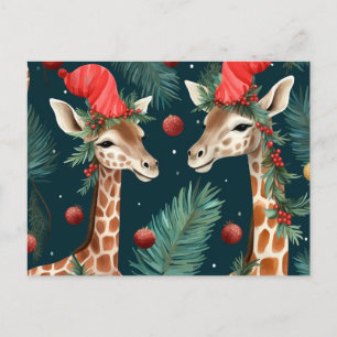 Cartão Postal De Festividades Feliz Girafas Holiday Deseja Cartão-Postal
