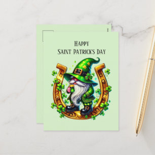 Cartão Postal De Festividades Feliz Gnomo do Dia de São Patrício