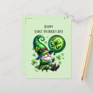 Cartão Postal De Festividades Feliz Gnomo do Dia de São Patrício