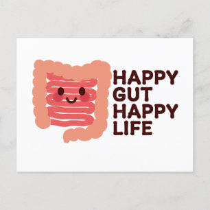 Cartão Postal De Festividades Feliz Gut, Vida Feliz - Intestino Bonito Sorriso