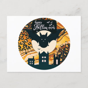 Cartão Postal De Festividades Feliz Halloween Bat Full Moon Halloween
